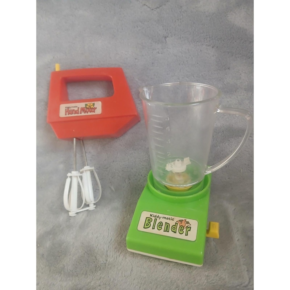 Vintage Chilton Kiddy-matic Toy‎ Blender and Hand Mixer Set Orange Green 1980s